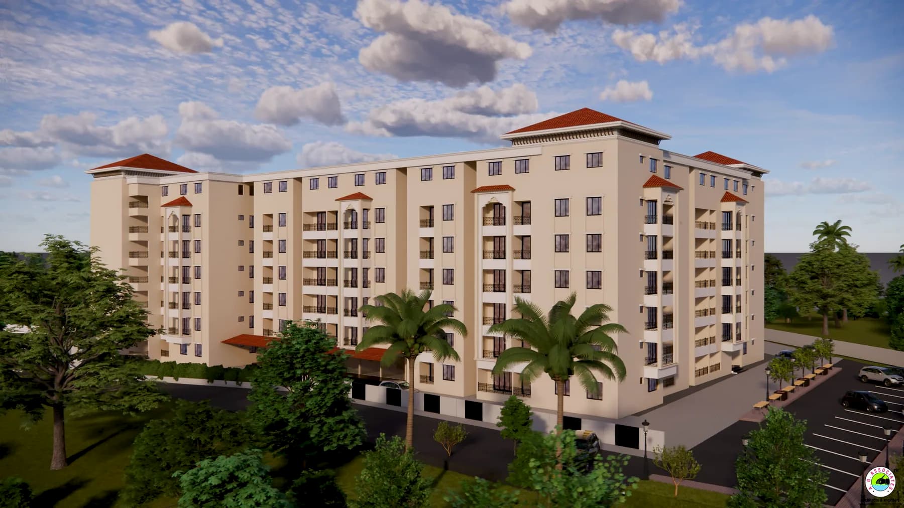 Architectural view of the Vani Vilasa residential blocks